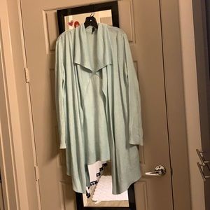 Theory light blue long cardigan with shawl collar